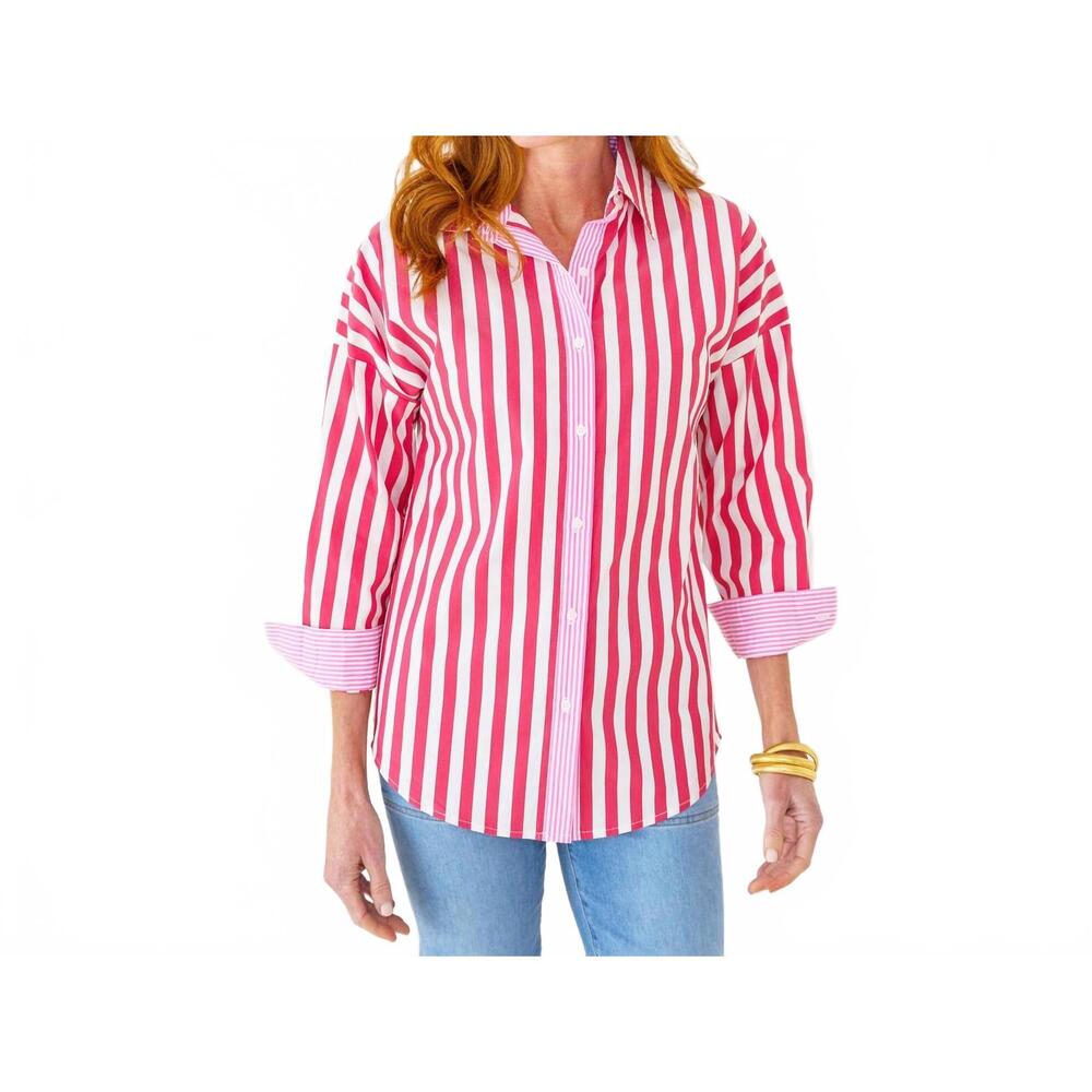 NEW CARYN LAWN katherine top in red/pink